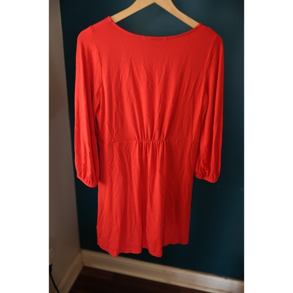 Boden Womens 10R Lucie Jersey Dress Puff Sleeve Coral Pink Stretch Knit Shift - Picture 6 of 10